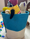 Blue Cotton Rainbow Storage Basket Bag | Kids Room Decor