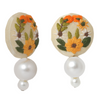 Embroidered Parsi Gara Sun Flower Blooming Flower Pearl Earrings