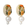 Embroidered Parsi Gara Sun Flower Blooming Flower Pearl Earrings