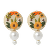 Embroidered Parsi Gara Sun Flower Blooming Flower Pearl Earrings