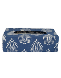 Blue Block Print Tissue Box