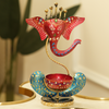 Ganesh T-Lite Metal Candle Holder | Spiritual Home Decor Accent (Red With Blue)