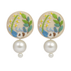 Embroidered Parsi Gara Cream Blooming Flower Pearl Earrings