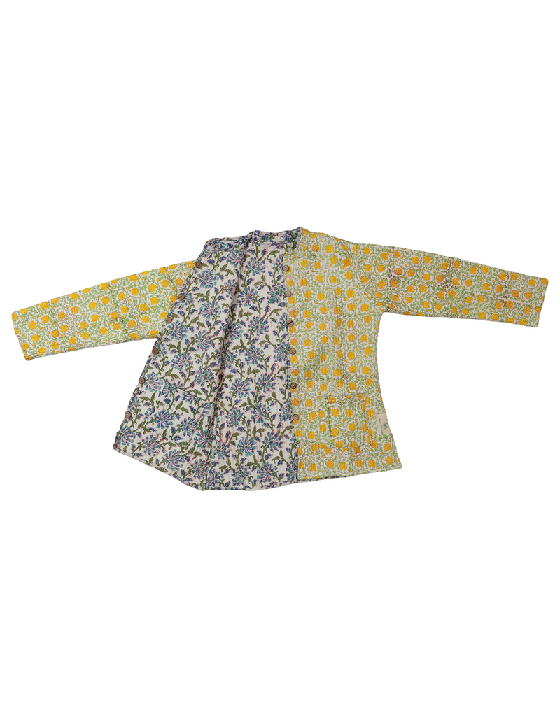 Reversible Yellow Floral Print Unisex Quilted Jacket