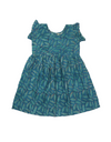 Sea Green Hand Block Floral Printed Girls Frock