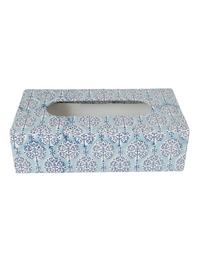 White Block Print Tissue Box