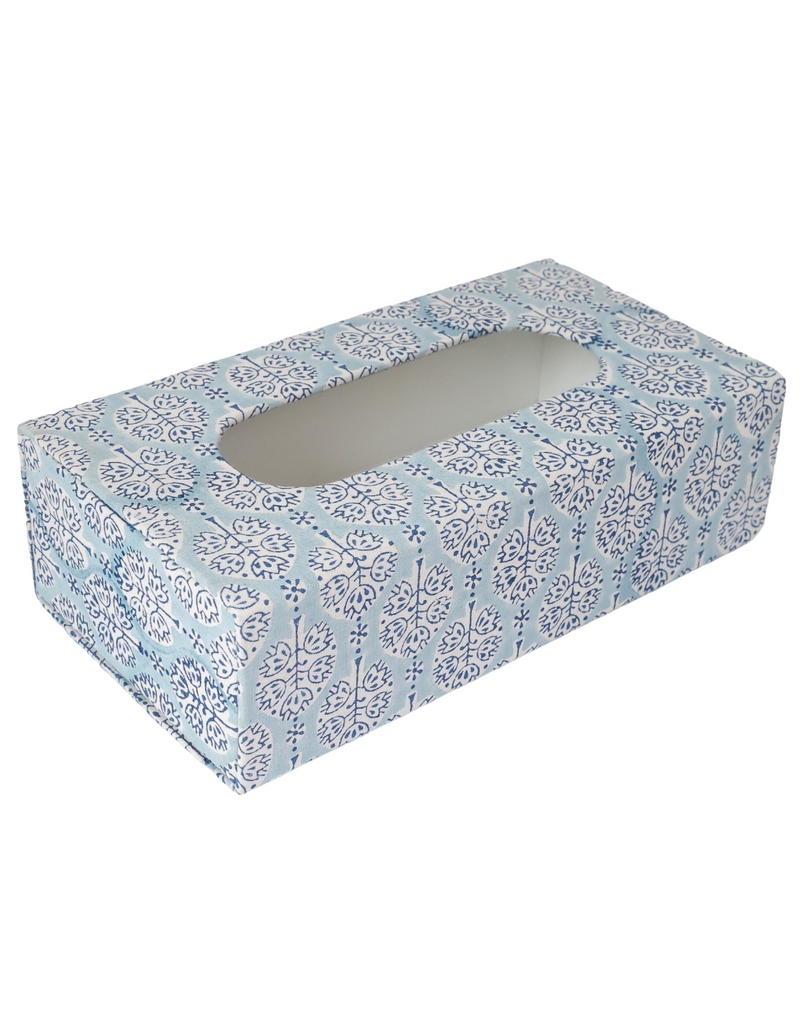 White Block Print Tissue Box