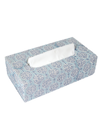 White Block Print Tissue Box