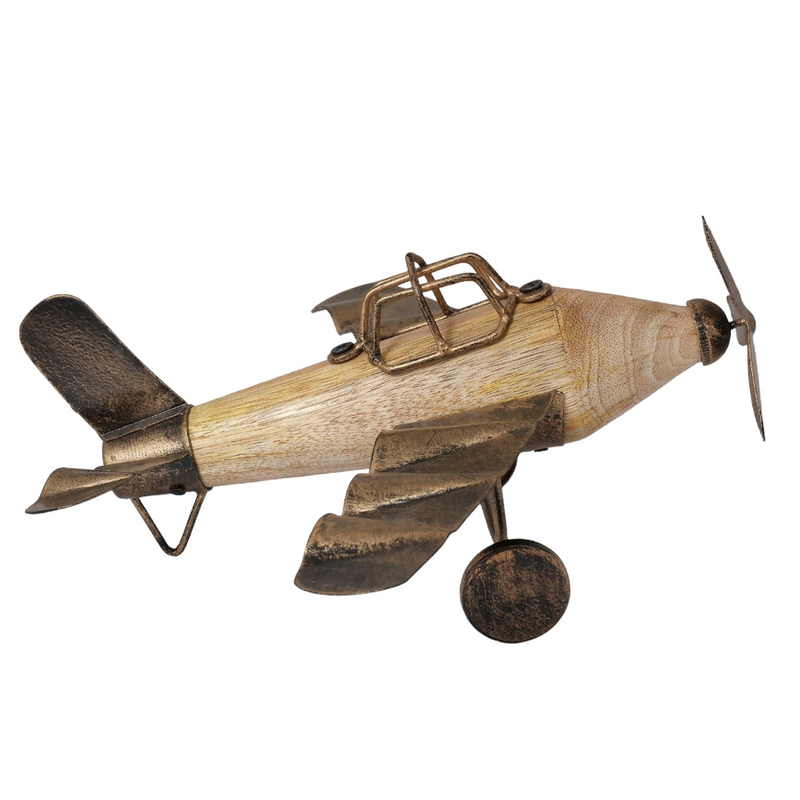 Vintage Wooden Airplane Table Decor | Handcrafted Office and Home Accent