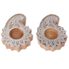 Traditional Wooden Paisley Block Print Diya | Artisan-Made Indian T Lite (Set of 2)