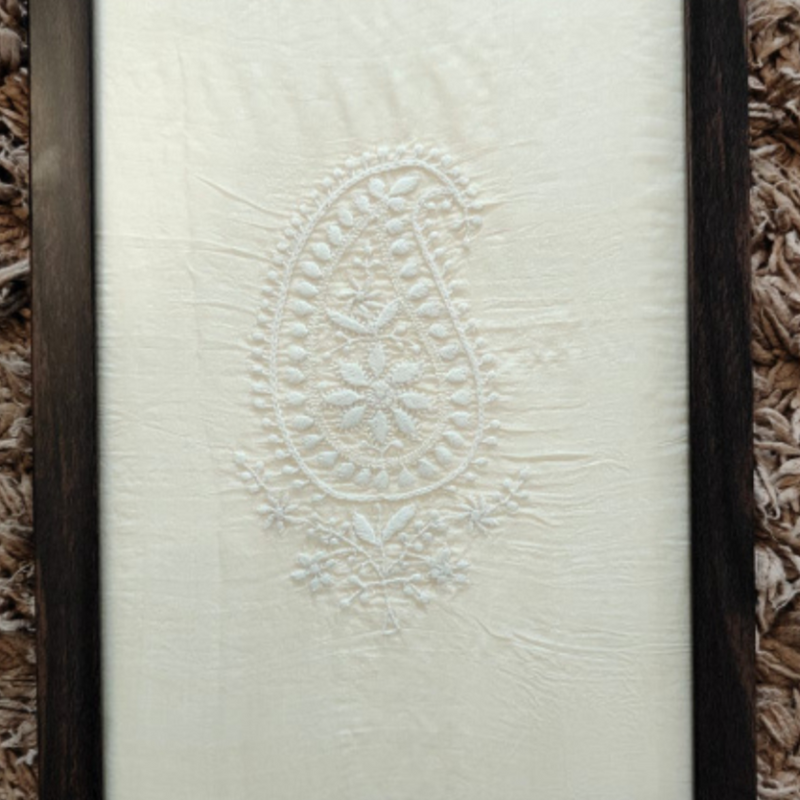 Silk Chikankari Motif Wall Frame | Wall Art