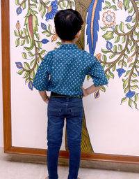 Blue Hand Block Printed Boys Shirt