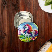 Cute Kids Lunch Box | Printed Stainless Steel Food Container | School Tiffin Box | Child-Friendly Design-Unicorn
