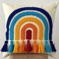 Rainbow Handcrafted Tufted Cushion Cover – Decorative & Textured Pillow Cover for Sofa & Bed