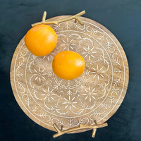 Elegant Circular Wooden Craving Tray