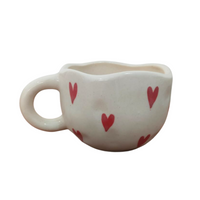 Red Heart Ceramic Mugs  | Vibrant Handcrafted Coffee & Tea Mugs-Set of 2