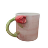 Handcrafted Tulip Bloom Ceramic Mug – Pastel Pink Coffee & Tea Cup- Set of 2