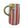Yellow Tulip Handle Striped Ceramic Planter – Decorative Indoor Flower Pot for Home & Garden