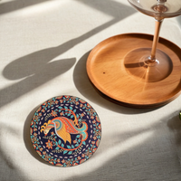 Elegant Kalamkari Print MDF Coaster – Stylish & Durable Design (Set Of 4)