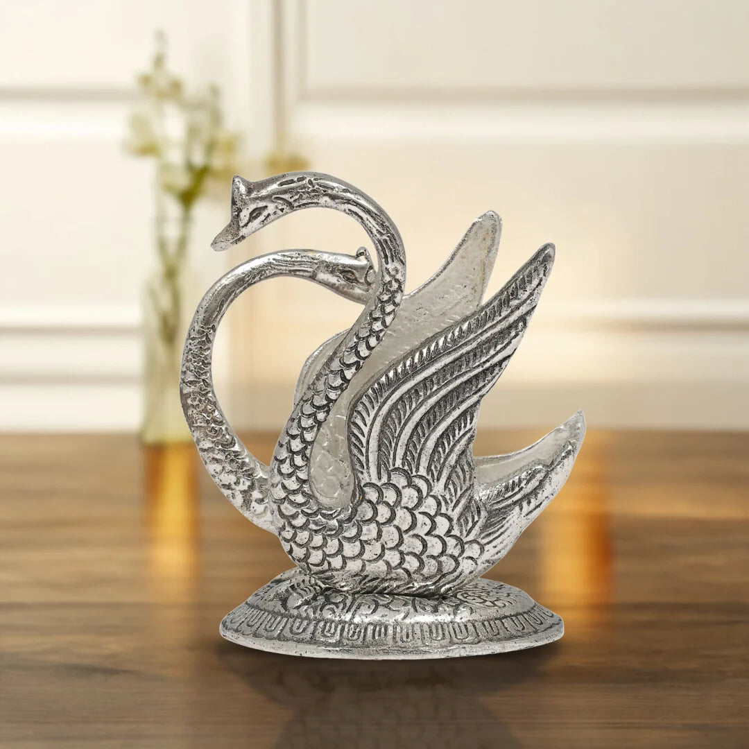 Elegant Gold & Silver Swan Tissue Holder Set of -4