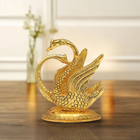 Premium Brass Swan Tissue Holder & Oval Serving Tray Combo Gift Set