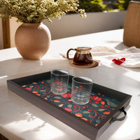 Elegant Madhubani Peacock Print Rectangular MDF Serving Tray – Stylish & Durable Design