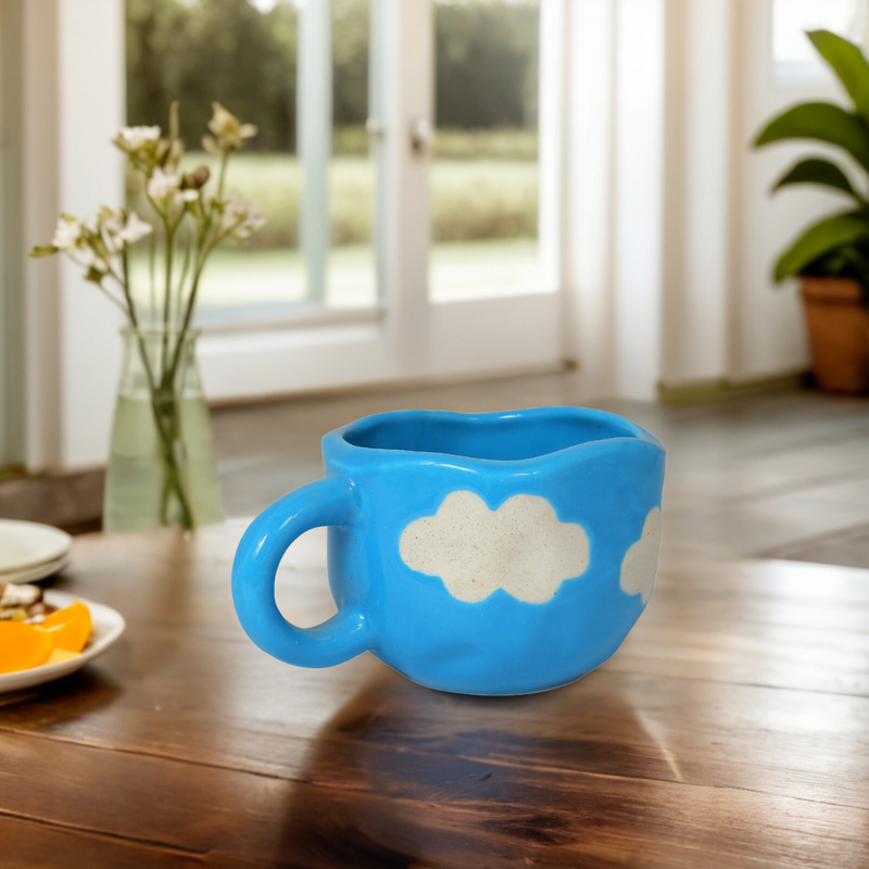 Blue Sky and Clouds Ceramic Mug Set of 2