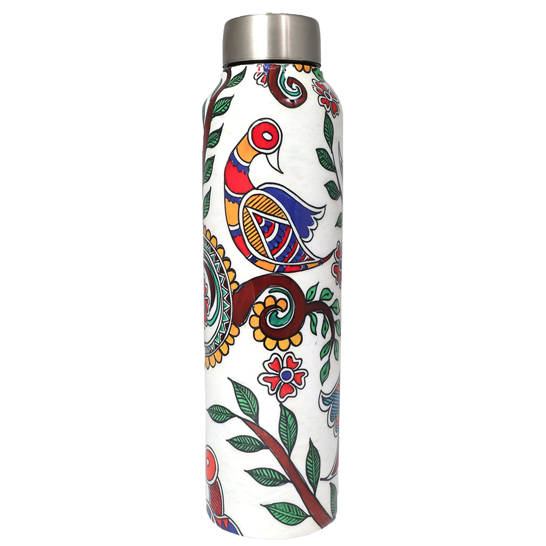 Handcrafted Eco-Friendly Meenakari Steel Bottle(1 L)| Set of 2