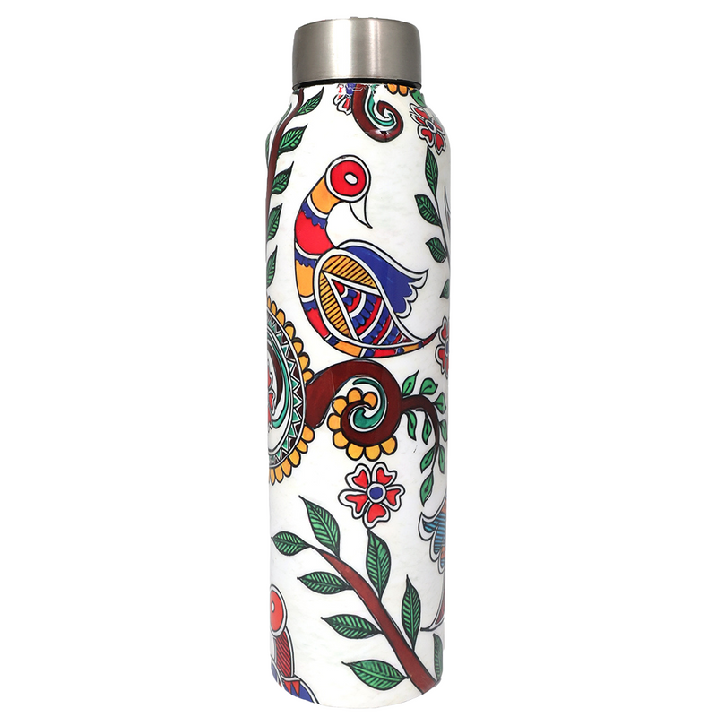 Handcrafted Eco-Friendly Meenakari Stainless Steel Bottle(1L)-Madhubani
