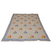 Handcrafted Block Printed Boat Design Kids Quilt