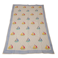 Handcrafted Block Printed Boat Design Kids Quilt