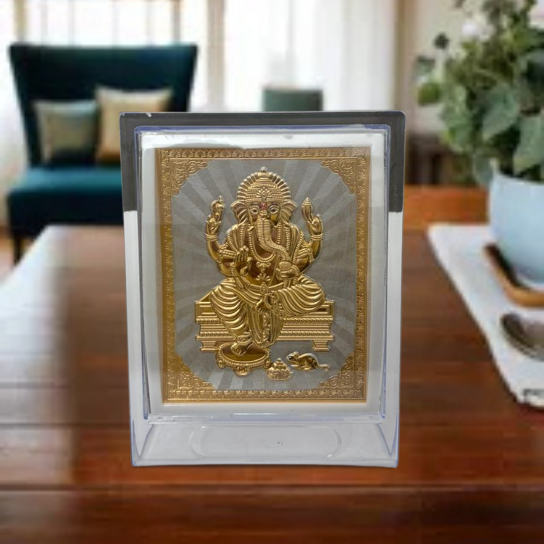 Golden Lord Ganesh Decorative Frame for Home & Office