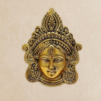 Durga Face Metal Wall Decor | Elegant Indian Goddess Wall Art