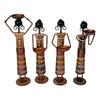 Tribal Lady Farmer Figurine - Handcrafted Ethnic Decor (Set of - 4)