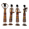 Tribal Lady Farmer Figurine - Handcrafted Ethnic Decor (Set of - 4)