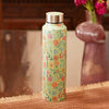 Green Floral Print Handcrafted Eco-Friendly Meenakari Steel Bottle(1L)