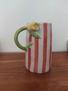 Yellow Tulip Handle Striped Ceramic Planter – Decorative Indoor Flower Pot for Home & Garden