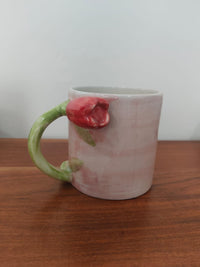 Handcrafted Tulip Bloom Ceramic Mug – Pastel Pink Coffee & Tea Cup- Set of 2