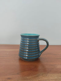 Ribbed Design Ceramic Mugs | Stylish Handcrafted Coffee & Tea Mugs- Set of 2