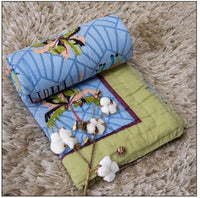 Turtle Design Handcrafted Block Printed Kids Quilt