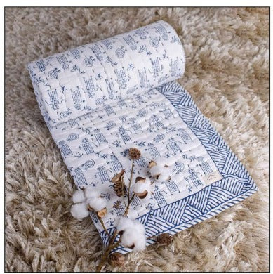 Turtle Design Handcrafted Block Printed Kids Quilt