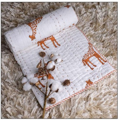 Turtle Design Handcrafted Block Printed Kids Quilt