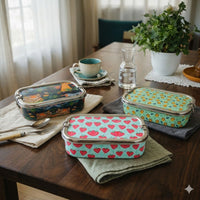 Meenakari Steel Tiffin Box – Stylish & Durable -Set Of 3 (Lion + Jungle + Strawberry)