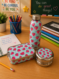 Stainless Steel Lunch Box , Snack Box & Water Bottle (750 ML) Set