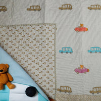 Handcrafted Kids Quilt with Traditional Block Print | Soft & Cozy Cotton Quilt for Babies & Toddlers