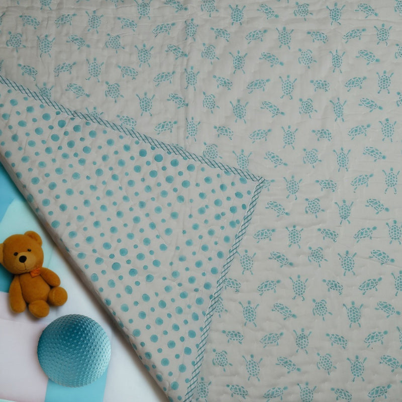 Handcrafted Kids Quilt with Traditional Block Print | Soft & Cozy Cotton Quilt for Babies & Toddlers