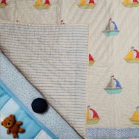 Turtle Design Handcrafted Block Printed Kids Quilt