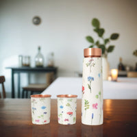 Copper Water Bottle Set -1 Litre Bottle & Set of 2 Glasses