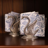 Elegant Gold & Silver Swan Tissue Holder Set of -4