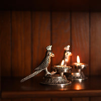 Silver Parrot Tealight Holders | Handcrafted Decorative Candle Holders for Home & Festive Decor | Set of 2